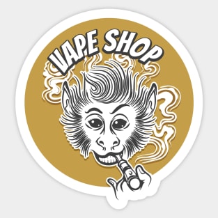 Vape shop emblem with vaping ape Sticker